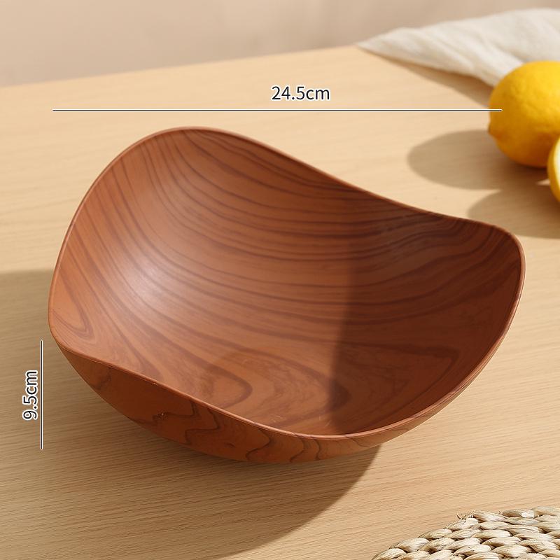 Creative Geometric Wood Grain Fruit Bowl - Retro Chinese Candy & Snack Display