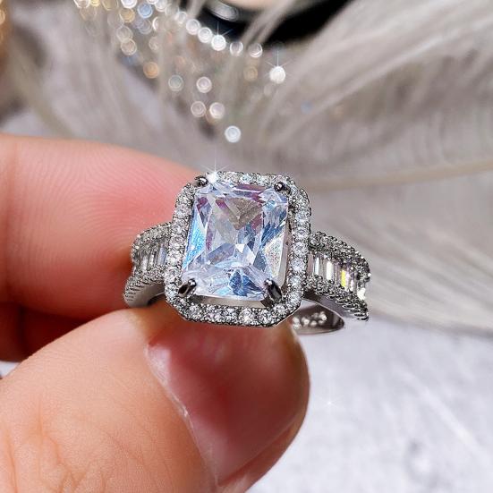 Wedding Band Shining Square Rhinestone Hypoallergenic Geometric Western Style Decorate Accessory Inlay Zircon Wide