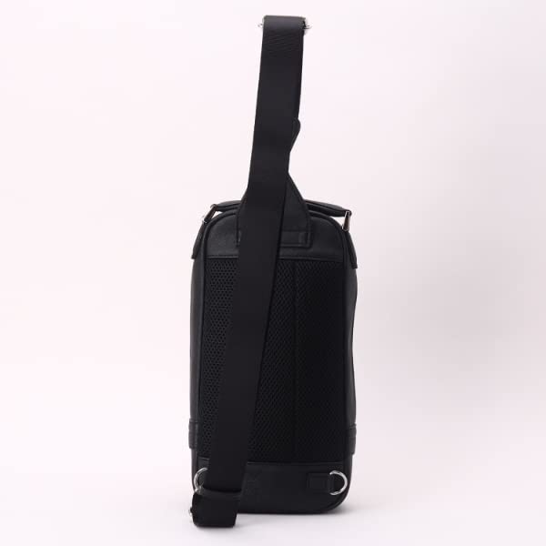 Takeo Kikuchi Men's Slim-Density One-Shoulder Bag (G8701062) in Saffiano-Style Black (019) 00 (FREE)