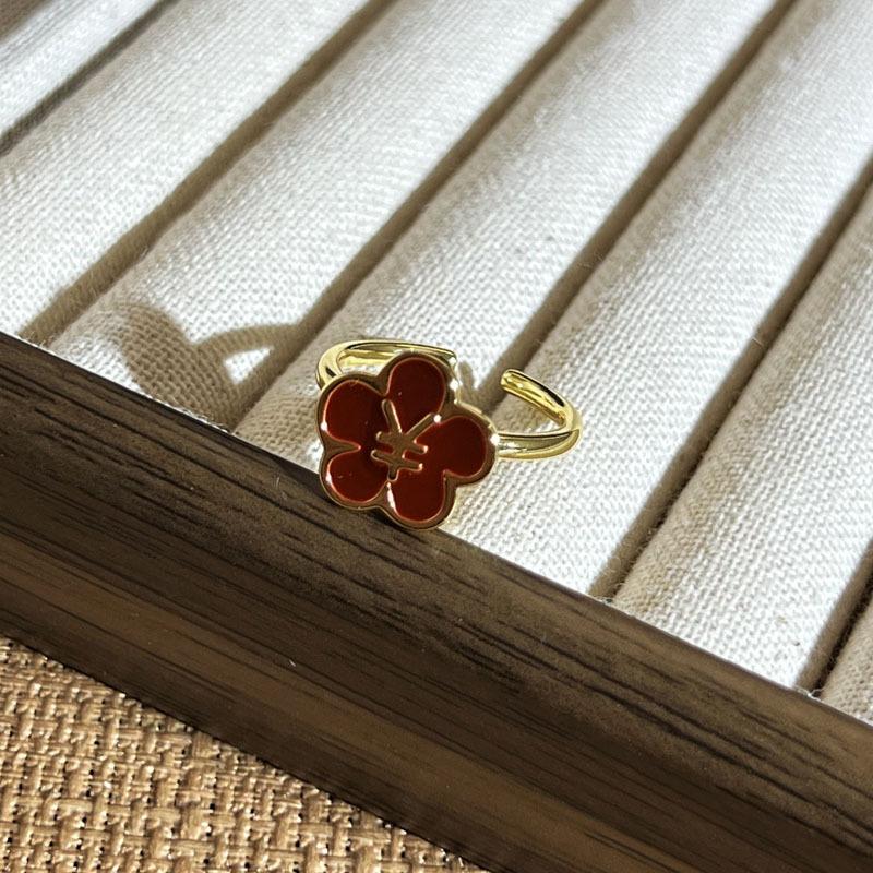 2026 Spirit Snake Lucky Rich Flower Rotating Mix and Match Ring Women s Light Luxury High-end Flower Fan Niche Ring Resizable