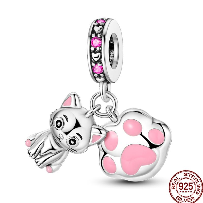 100% Copper Cute Pet Animal Owl Cute Puppy Pink Kitten Charm Beads Suitable For 3Mm Original Bracelet Diy