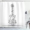 Music Guitar Shower Curtain Musical Notes Design Black White Art Bathroom Decor Waterproof Fabric Creative Home Accessories