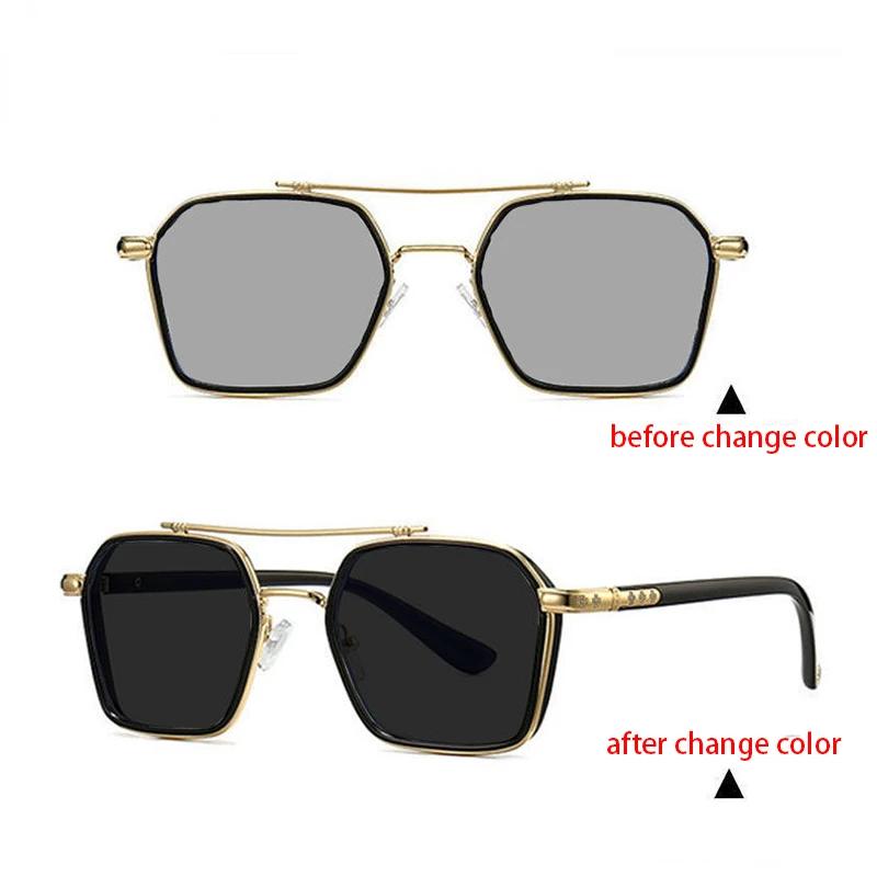 

Intelligent Photochromic Sunglasses for Men Professional Day Night Driver Sunglasses UV400 Retro Luxury Design Glasses vintage As shown