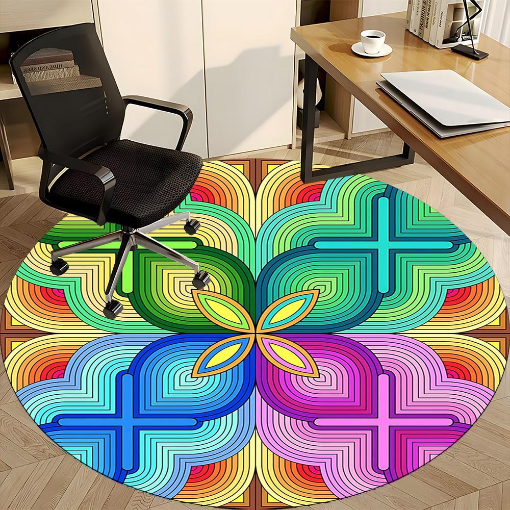 1pc Mandala Pattern Carpet for Office Non Slip, Round Carpet, Soft & Comfortable, Carpet for Office, Lightweight Round Floor Mat
