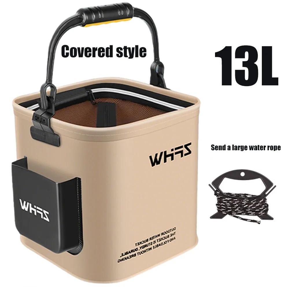 Portable Foldable Fishing Bucket Multi-functional Live Well Fish Keeper with Handle for Outdoor Travel Kayak and Beach Fishing