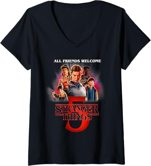 Women s Stranger Things Season Five Poster V-Neck T-Shirt 130