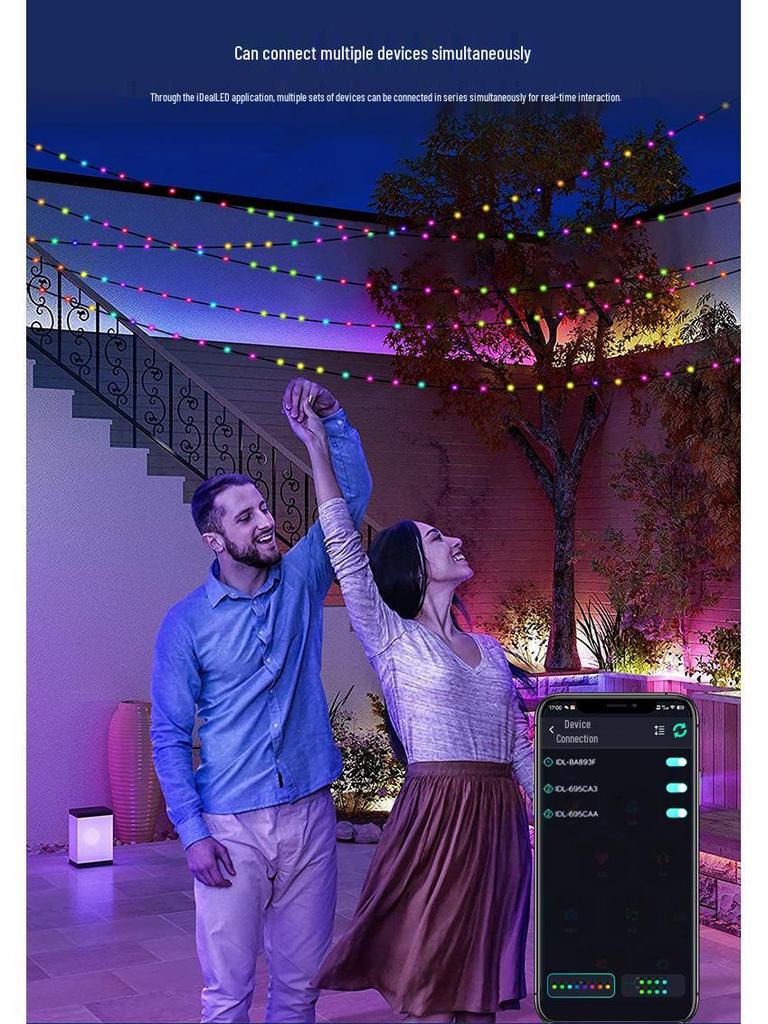 Bluetooth RGB Color-Changing Leather String Lights for Christmas, Outdoor, & Camping