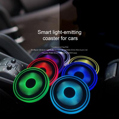 Porta-copos de água LED para carro, sensor inteligente, interruptor de toque, cores vibrantes, melhoram a atmosfera do carro, porta-copos de água
