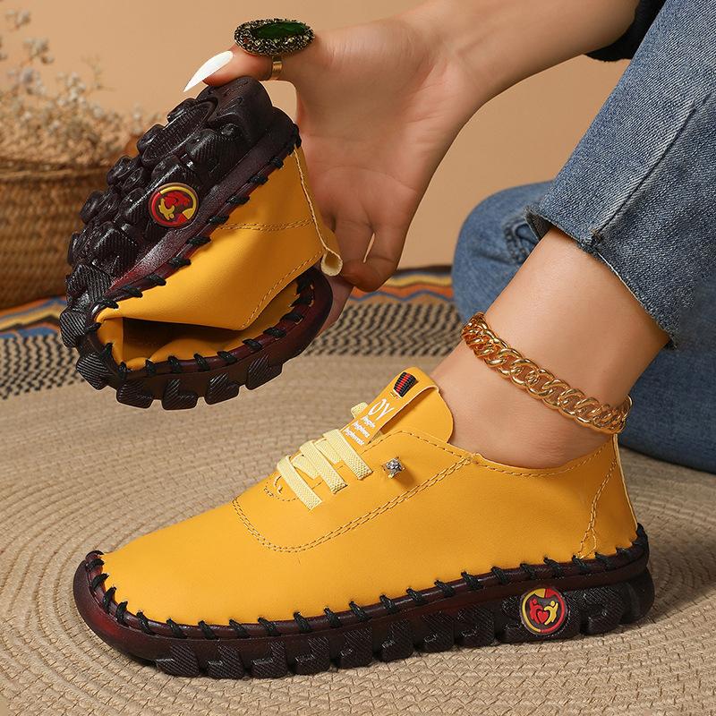Summer real soft leather single shoes women's comfortable flat non-slip mother shoes soft sole casual sports