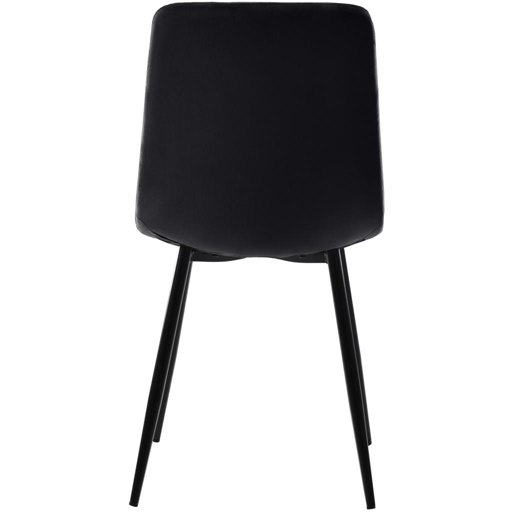 Esstischset (5-teilig) mit 4 Stühlen, runder Küchentisch mit 100 cm Durchmesser und goldfarbenen Metallbeinen, weiße MDF-Tischplatte, schwarze Samtstühle
