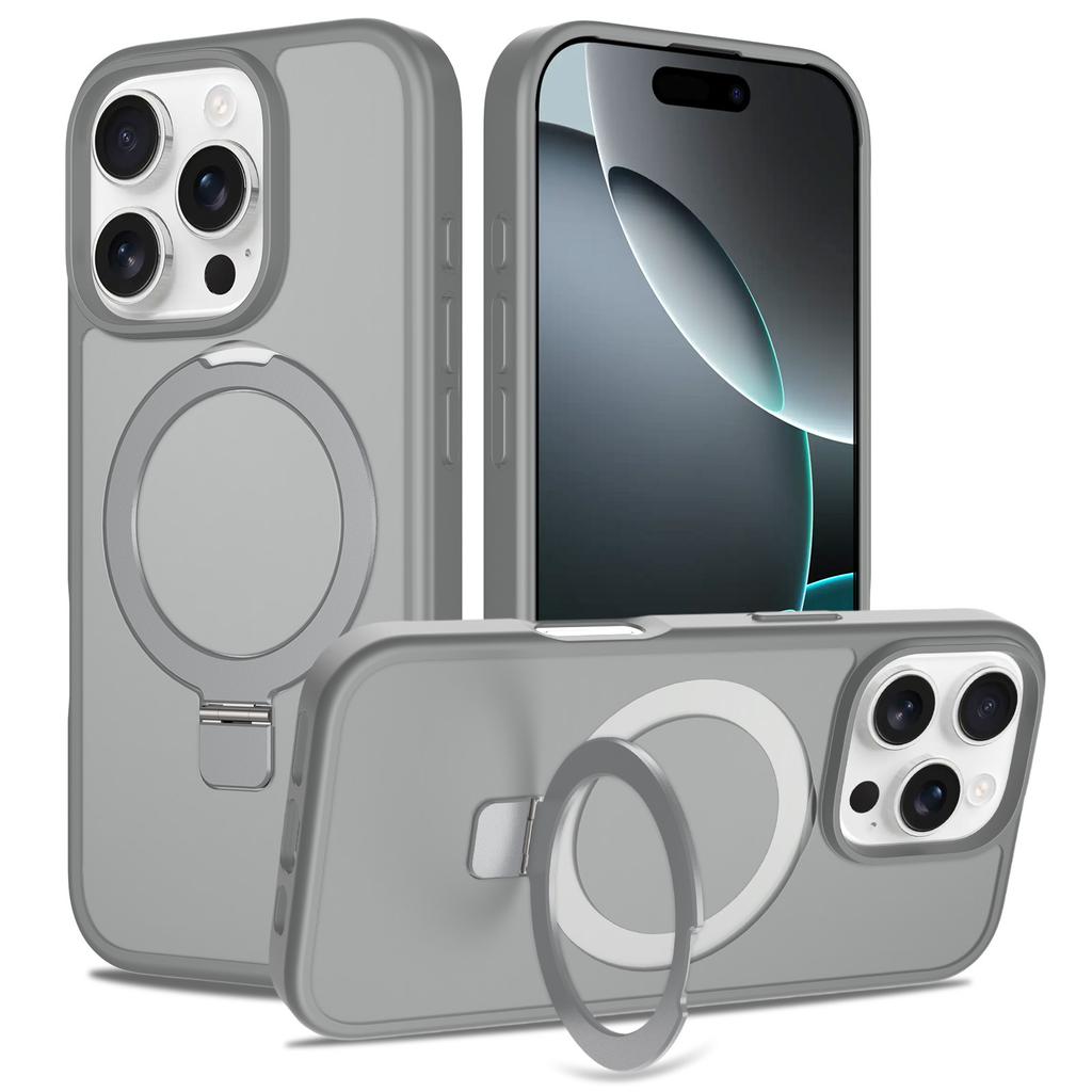 For Apple 17pm stand type mobile phone case magnetic two-in-one For iPhone16promax matte 15 protective case