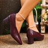 Pointed v-mouth patent leather single shoes women's high-heeled ladyshoes 2025 new versatile retro grandma shoes thick heel four seasons