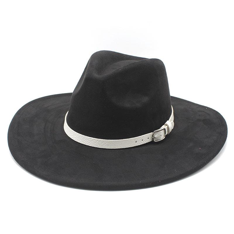 Big Edge Jazz Top Hat Women'S 9Cm Brim Suede Peach Heart Top Fringed Hat
