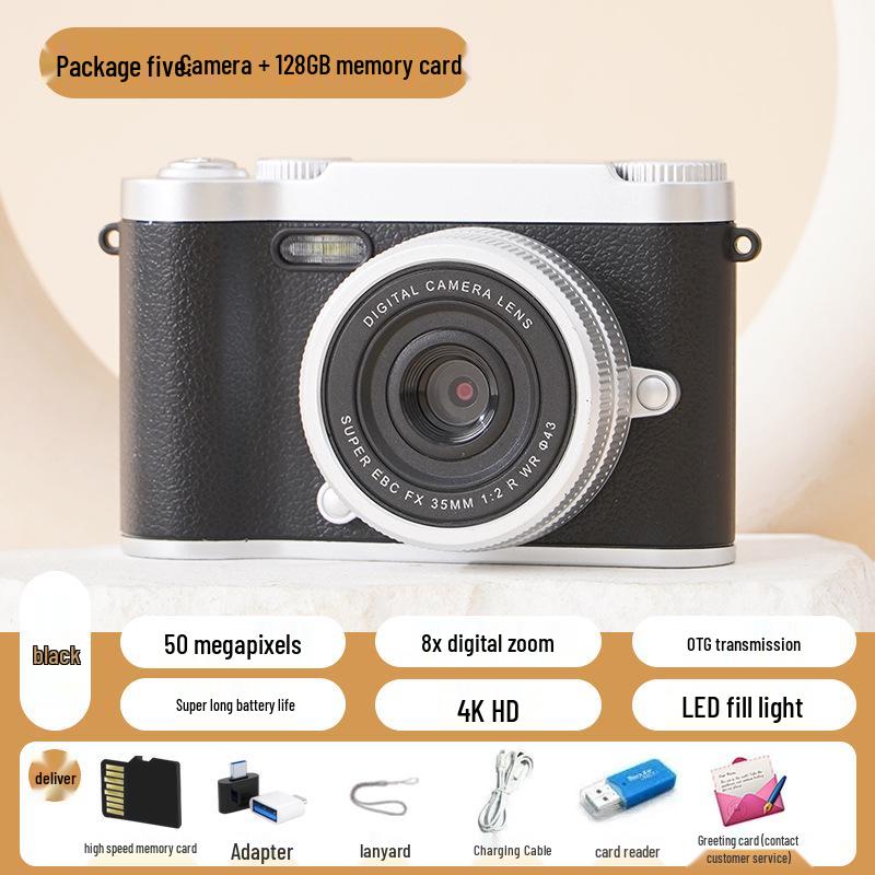 HD Dual Lens Retro Digital Camera with CCD Sensor for Travel, Campus, and Vlogging - Phone Upload Compatible