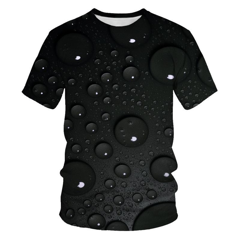 Tricouri cu mânecă scurtă Primăvara Vară Bărbați Blocuri de gheață cu apă Imprimare digitală 3D Gât rotund Tricou de bază pentru bărbați, cu corp largi