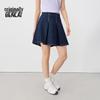 BENLAI Women's Retro Pleated Denim Midi Skirt