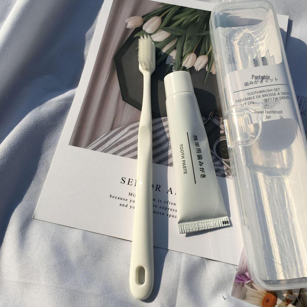 Muji Style Toothpaste & Toothbrush Travel Kit - Hotel & Dental Gift Set Available