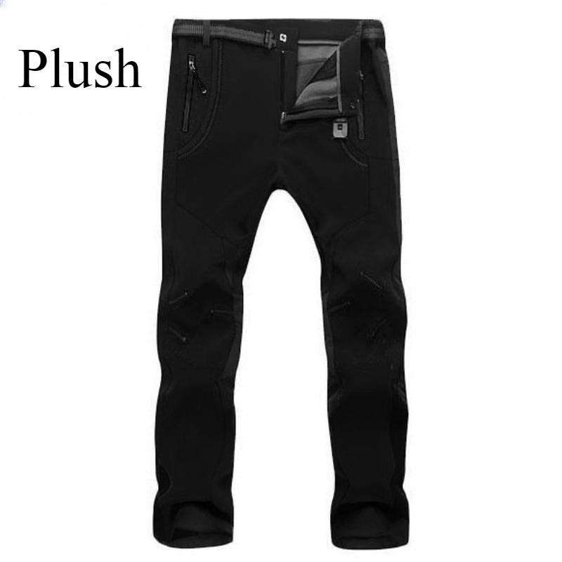 Men Elastic Fleece Outdoor Winter Warm Pants Softshell Trekking Climbing Hiking Camping Fishing Sport Training Trousers Oversize