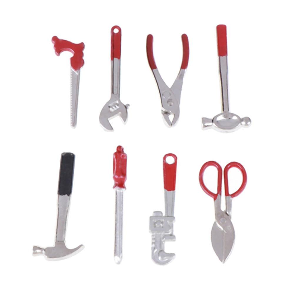 

Hammer Wrench Dollhouse Toolbox 1:12 Scale Miniature Toolbox Dollhouse Garages Decoration 8 tools