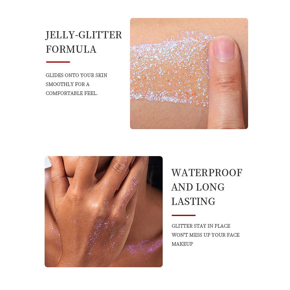 Chamäleon-Glitzerpuder für Gesicht und Körper, langanhaltend, wasserfest, für Bühnenpartys, Glitzer, Lidschatten, Haare, Gesicht, Körper, Glitzergel