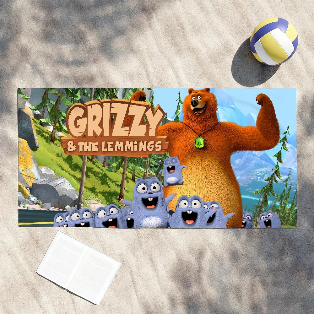 Cartoon G-Grizzy and the L-Lemmings Towel Shower Sauna Travel Spa Quick Dry Gym Accessories Soft Large Beach Towels