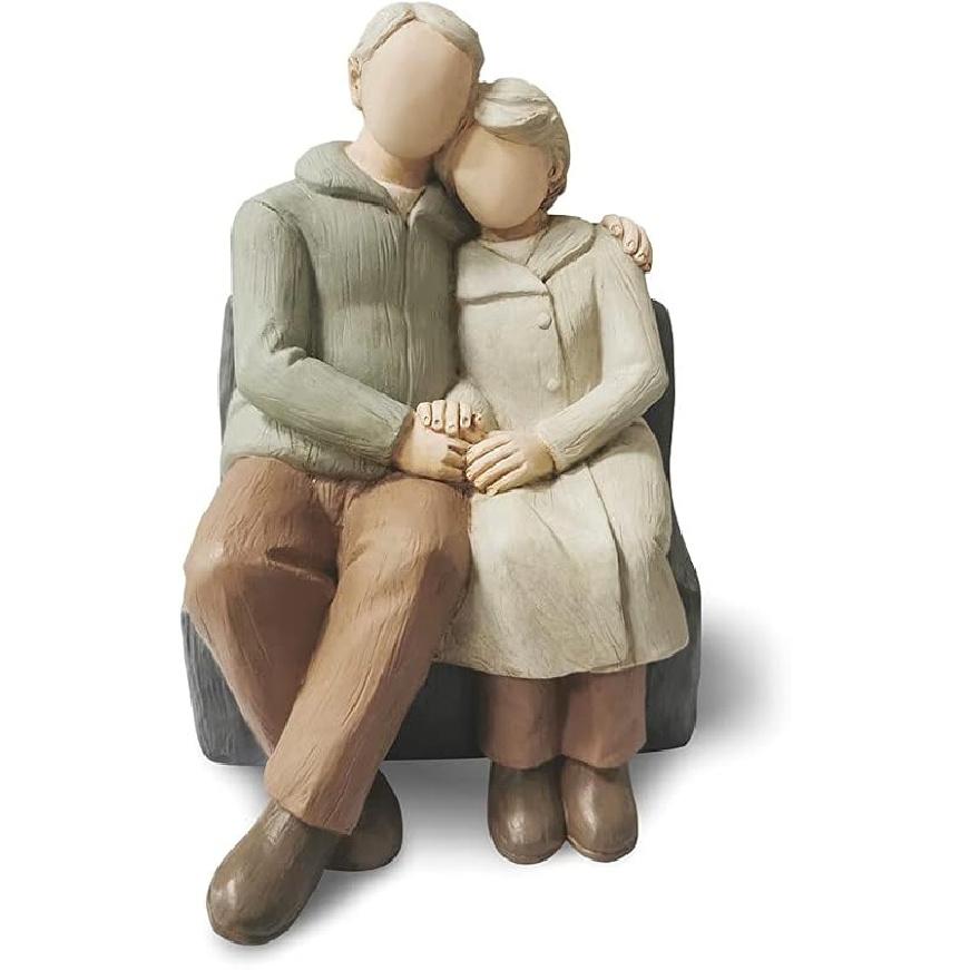 Couple Anniversary Sculpted Hand-Painted Figure Gifts Husband and Wife Wedding Figurine Gift, Happy 10th - 80th Anniversary Statue for Him and Her
