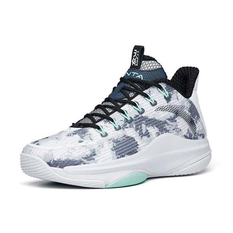 Anta Anti-Slip Wear-Resistant Mid-Top Performance Basketball Shoes Men's Gray White Sneakers 112211605-1