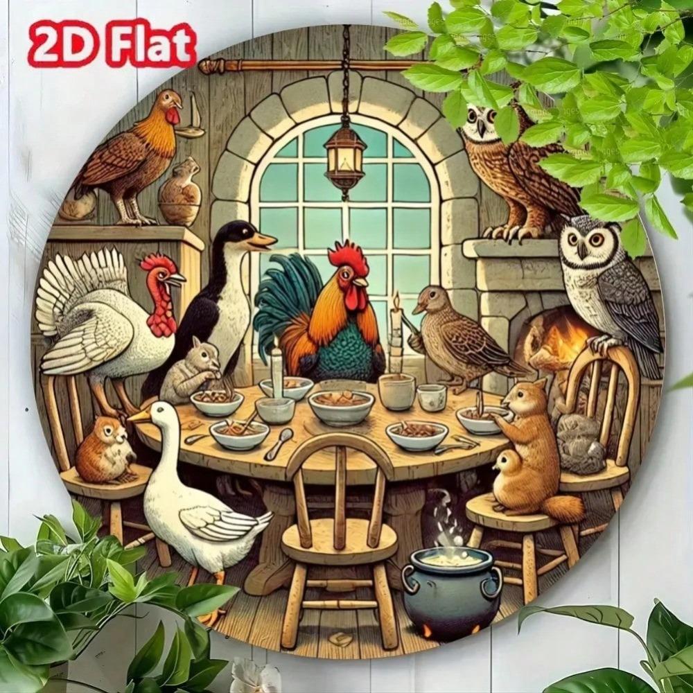 Vintage Farmhouse Metal Wall Art Goose Rooster Sign Home Cafe Decor