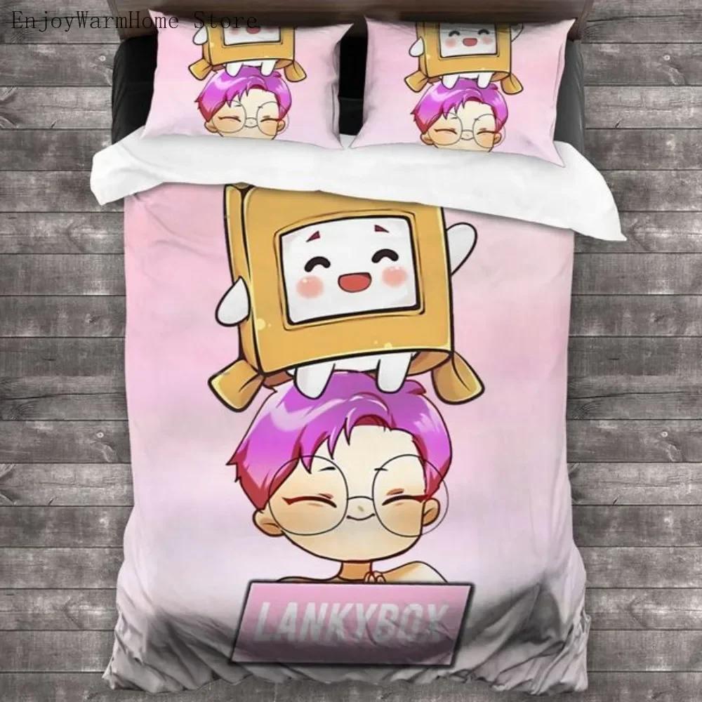 Lankybox Cartoon Cute Kawaii Bedding Set King Twin Double Bed Set Microfiber For Kids Child Duvet Cover And Pillowcase