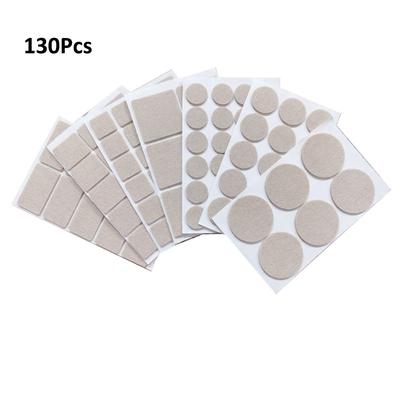 130pcs Square Furniture Felt Pad Set- Various Sizes of Anti Slip Chair Leg Protectors, Suitable for Protecting Hardwood Floors and Metal Surfaces