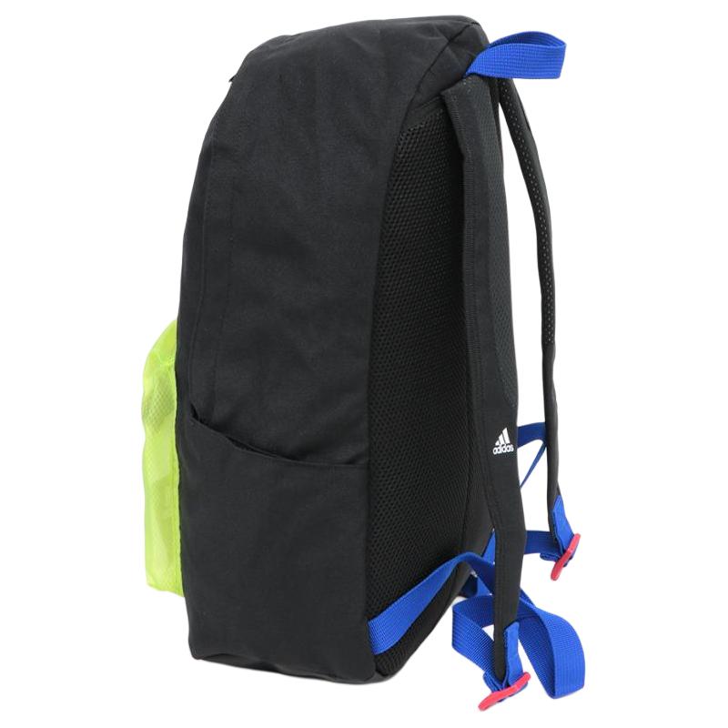 Adidas Color Block Sports Casual Zipper Backpack Unisex Backpack Black Fluorescent-Yellow GG1059
