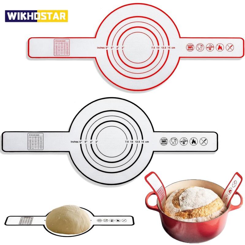 Silikonový popruh na chleba pro holandský hrnec Opakovaně použitelná pečicí podložka s dlouhými uchy Nepřilnavé prostírání pro přenositelné těsto pečivo