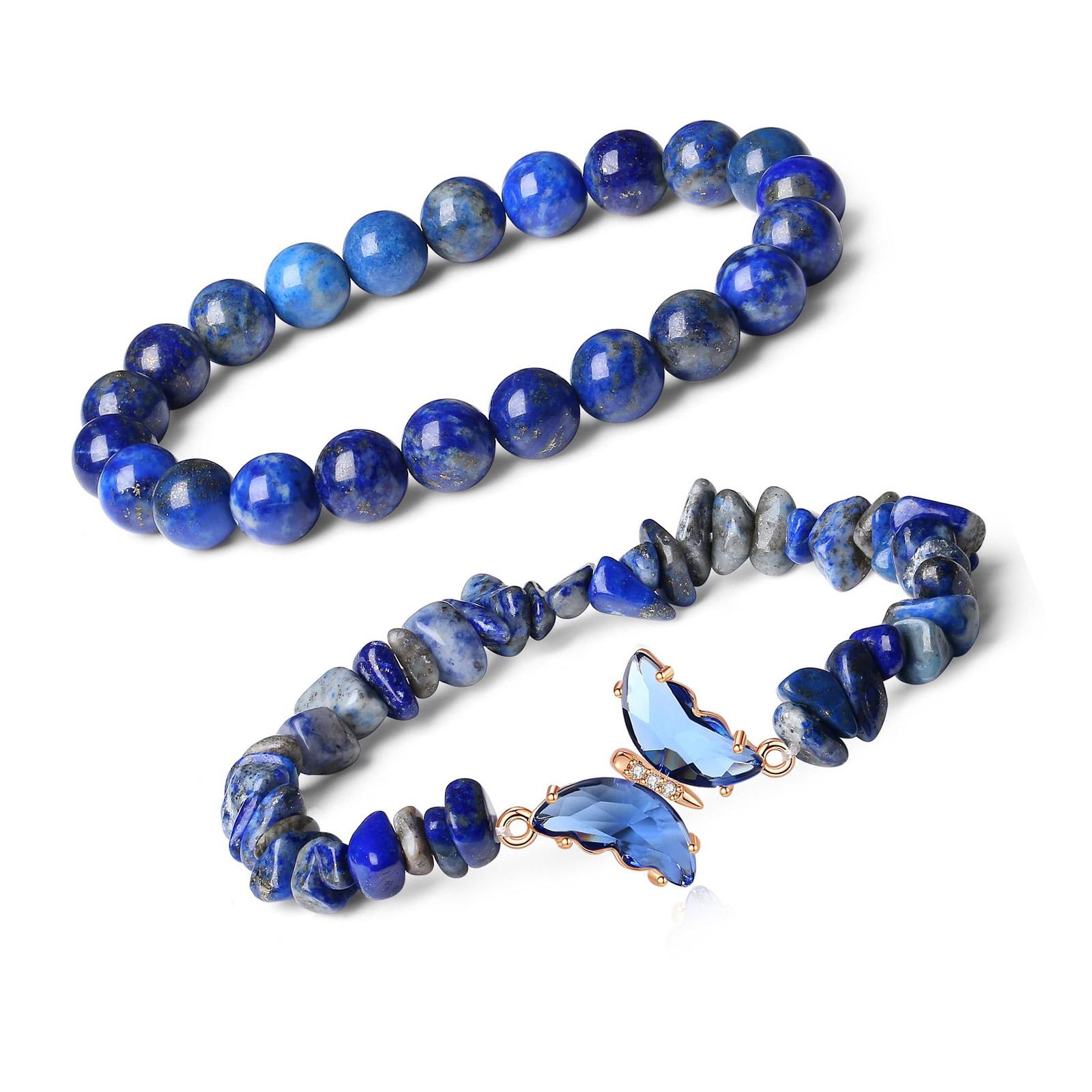 

Модный браслет с хрустальной бабочкой Уникальный браслет с хрустальной бабочкой с натуральными каменными бусинами для любителей моды