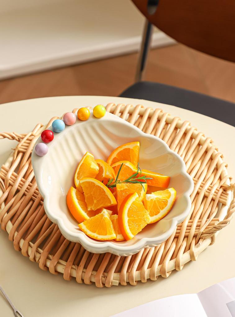 Ceramic Fruit Bowl & Stainless Steel Fruit Fork Set