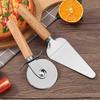 Stainless Steel Pizza Cutter & Triangle Spatula with Wooden Handle