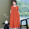 Plus Size Korean Style Summer Floral Cotton Silk Dress - Slimming Design for 240 Jin