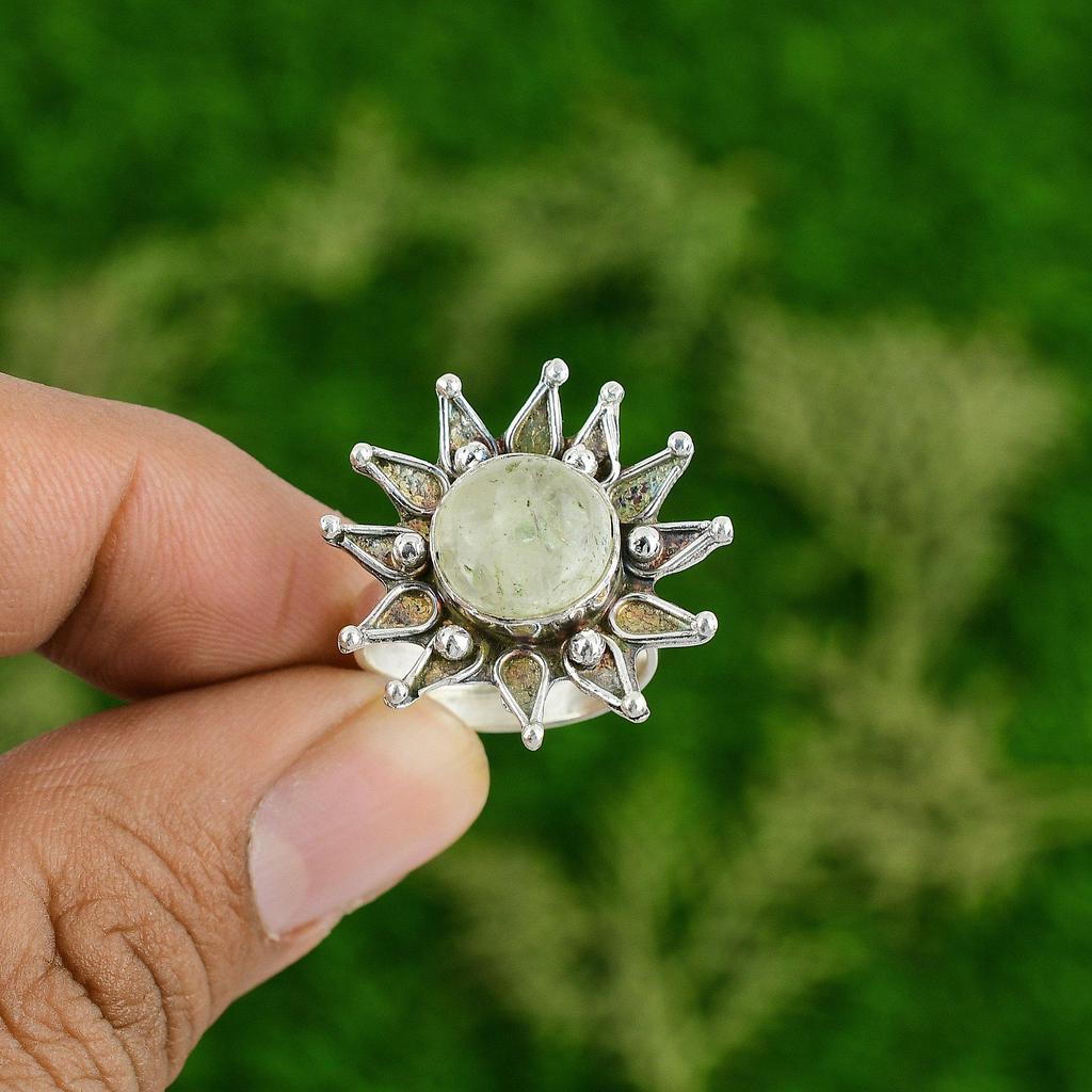 Birthday Gift For Her Natural Moonstone Promise Adjustable Ring 925 Silver