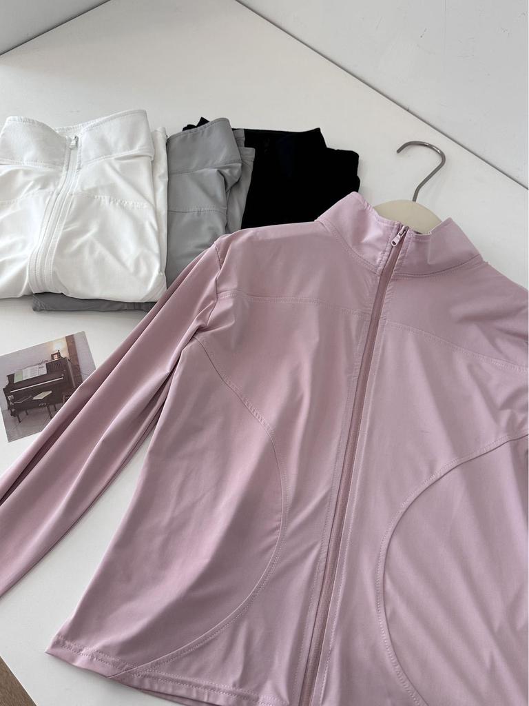 Damen Slim Fit Stehkragen Reißverschluss Sportjacke für Sommer 2025 Yoga & Sonnenschutz