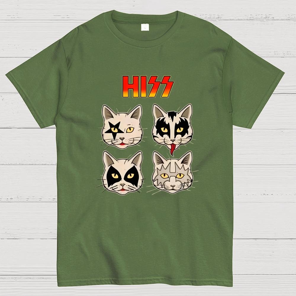 HISS – Vintage Funny Rock Cat Cotton Casual Cool Loose T-Shirt