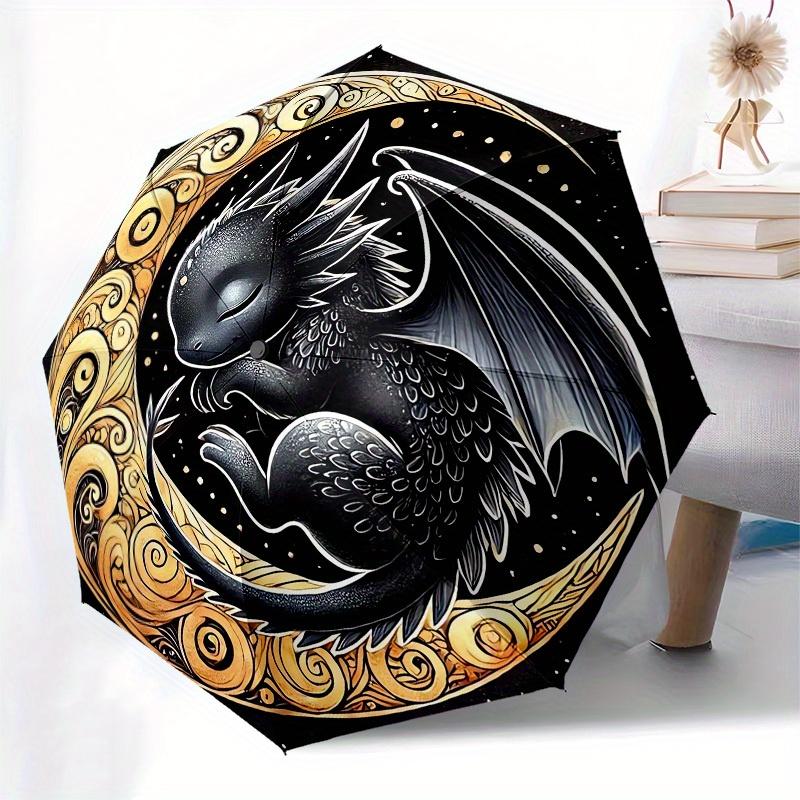 1pc Dragon Moon Swirls Artwork Umbrella with Plastic Handle,Suitable for All Seasons Home Travel Outdoor UmbrellaM1035