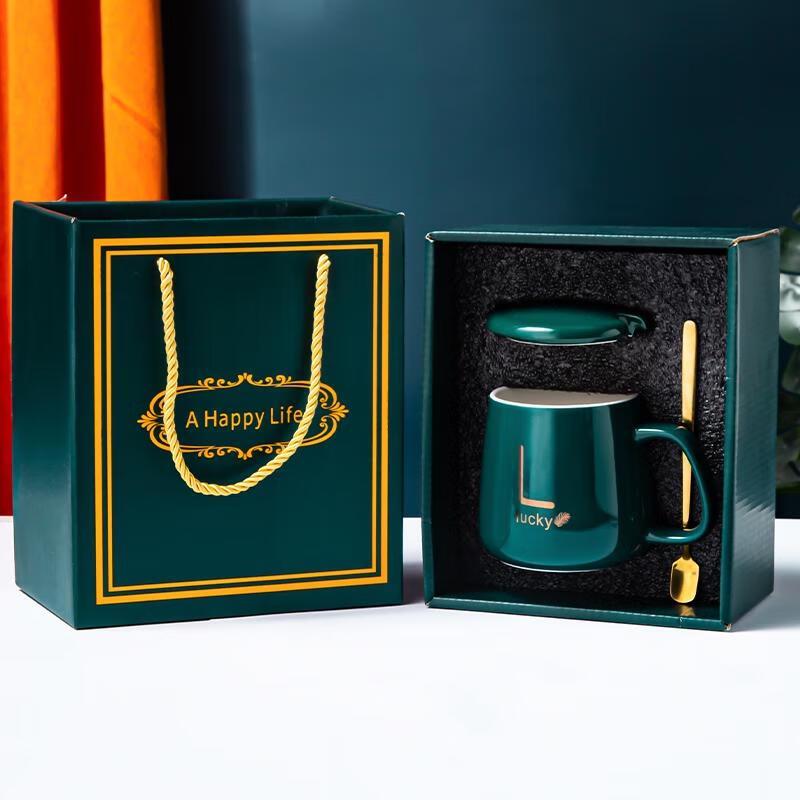 HANDUNYOU Lucky Green Glass Cup Gift Set