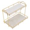 Badezimmerregal Gold Weiß 2 Etagen Shampoo Aufbewahrungsregal Rutschfest Make-up Regal Duscheckregale Badezimmer Organizer Zubehör