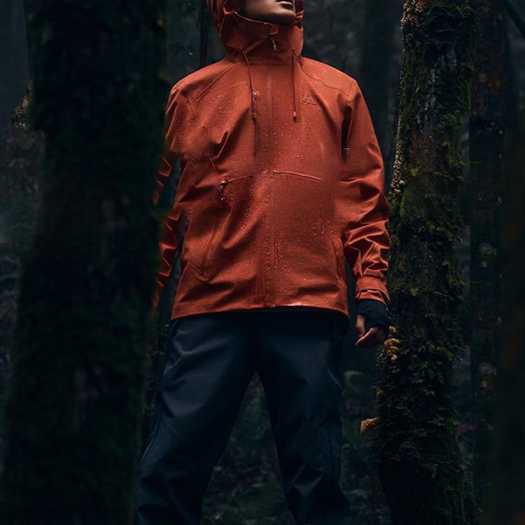 Anta Solid Color Waterproof Zipper Hooded Long Sleeve Windbreaker Unisex Outerwear Amber-Yellow 952317602-2