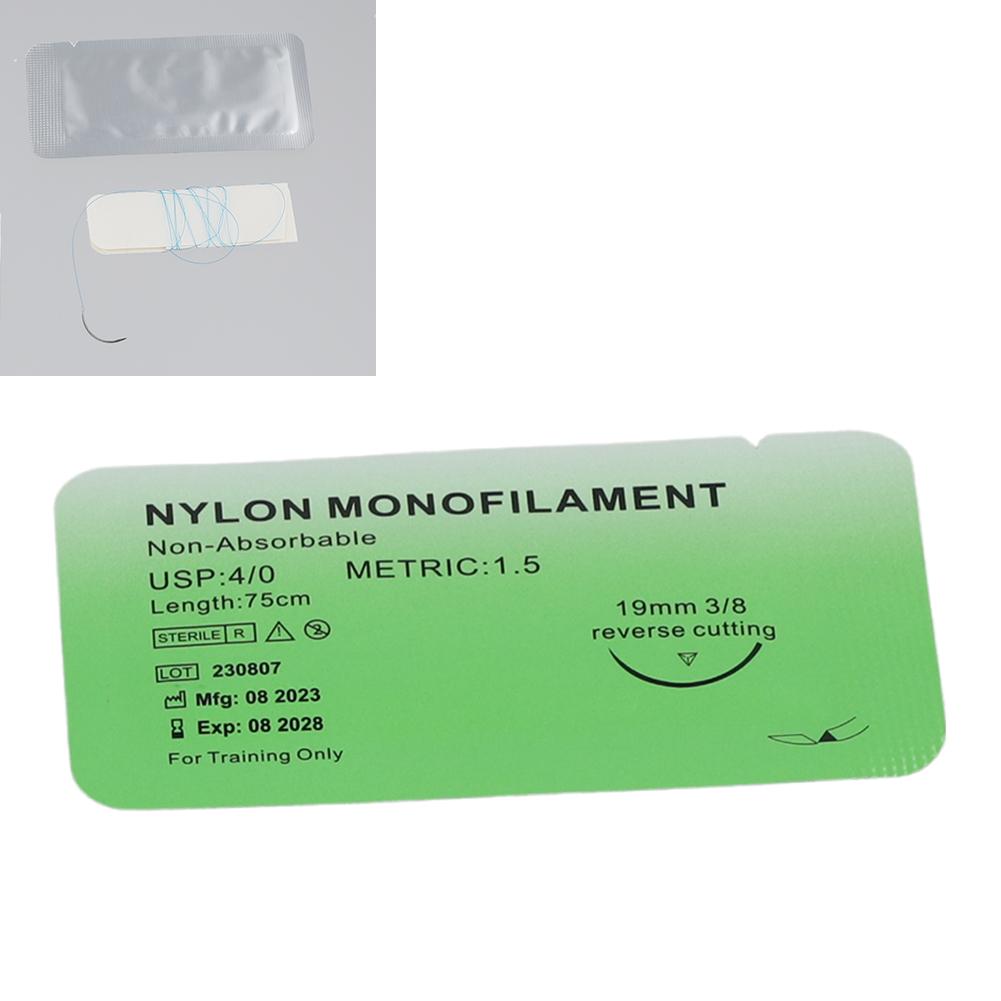 4/0 Medical Thread Suture Nylon Silk Veterinary Practice Suture Kit Non-injured for Medical Students Education