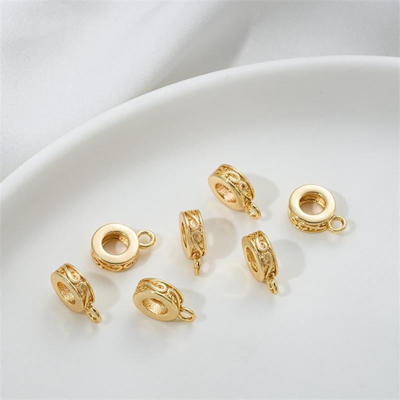 14K Gold-Plated Copper Dragon Pattern Spacer and Wheel Beads with Pendants for DIY Jewelry