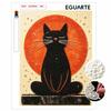 DIY Framed Pearl Bead Art Kit Black Cat Orange Sun Pattern Sparkling Canvas Painting Relaxing Handmade Craft Gift for Home Wall Decor Project