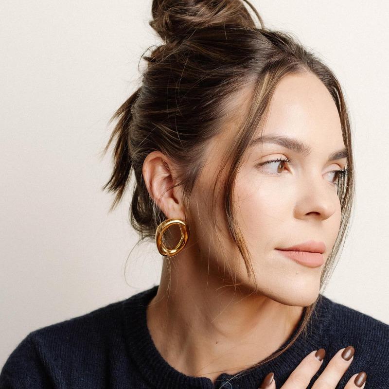 Retro Geometric Spiral Earrings, Women's Hip-hop Gold Earrings, Irregularly Designed Trendy and Cool Personalized Jewelry Earrings.