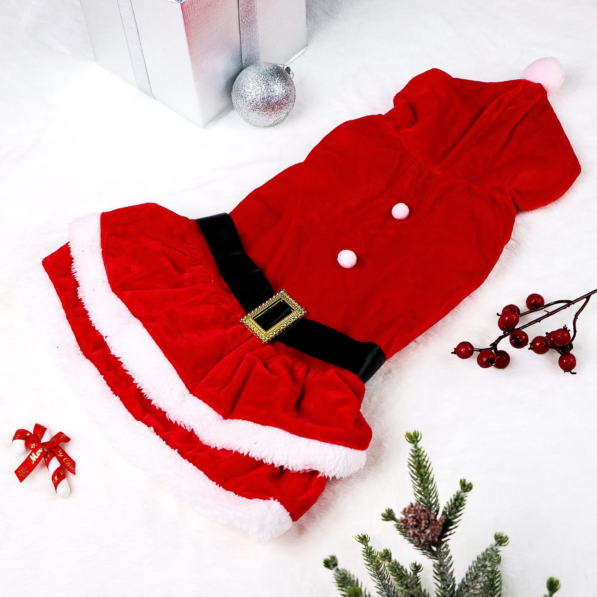 

Christmas Dog Dresses for Small Dogs Clothes Blet Santa Cos Costume Puppy Doggie Pet Soft Clothes Soft Apparel Attire Christma XS（old） красный