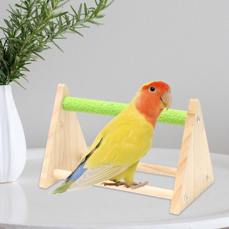 Bird Stand Wood Bird Playground Triangle Perch Playground For Parakeet Canary Cockatiel Finch Training Toy For Inside Outside
