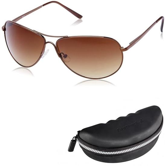 Fastrack (M050Br5 Vollrand-Sonnenbrille im Pilotenstil, kupferfarben, nicht polarisiert, mit braunen Gläsern, für Damen und Herren